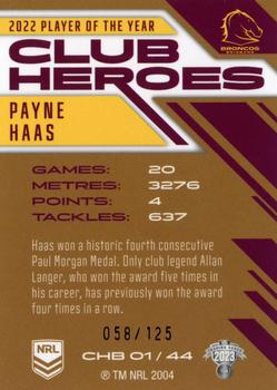 2023 NRL Traders Titanium - Club Heroes Bronze #CHB01 Payne Haas Back